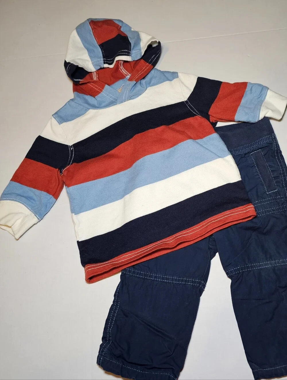Gymboree Baby Boy Lot 6 12 Months Outfit Hoodie Pants Lined Striped